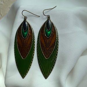 Peacock feather style earrings
